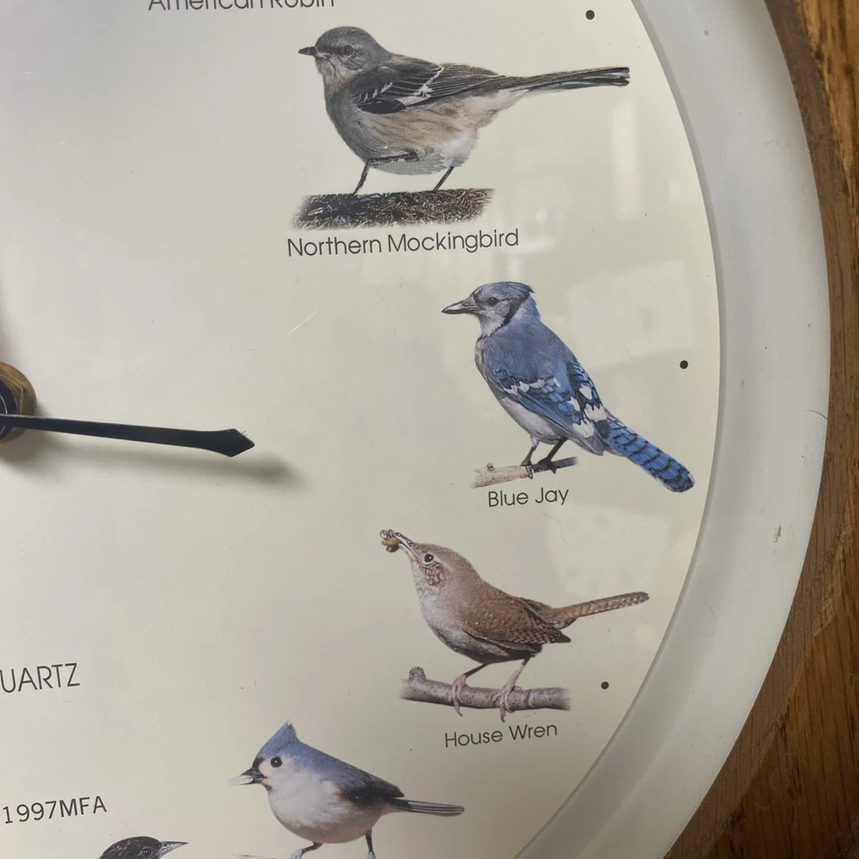 Vintage 1997 MFA Wooden Singing Bird Clock 14” - Image 3 of 4