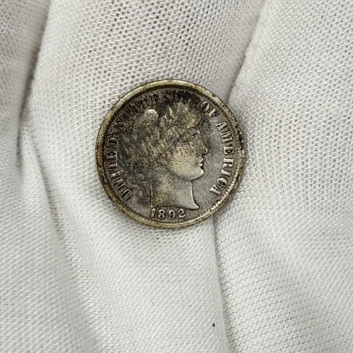 1892-P 10c Barber Dime Philadelphia Ten Cent 90% Silver US Coin BETTER DATE!