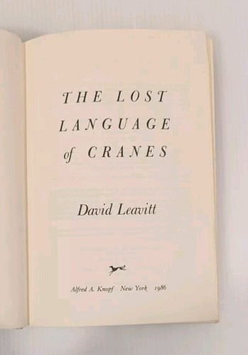 Vintage 1986 The Lost Language of Cranes by David Leavitt 1st Printing HC/DJ - Picture 5 of 8