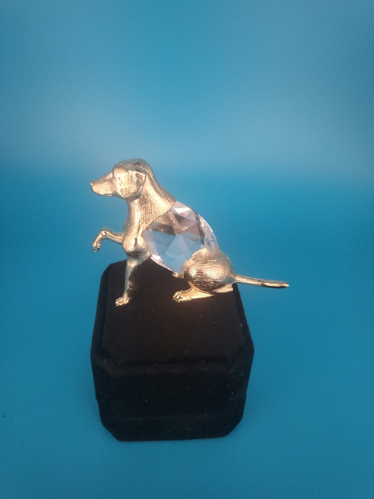 Vintage 1984 Manon Crystal and Brass 2InchTall Dog Figurine( merch