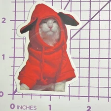Red Sweatshirt with Ears Kitty - Vinyl Sticker Decal Sticker Bomb Humor Funny