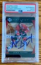 Denis Savard 2005-06 Upper Deck Trilogy Frozen In Time Numbered Signed Card PSA