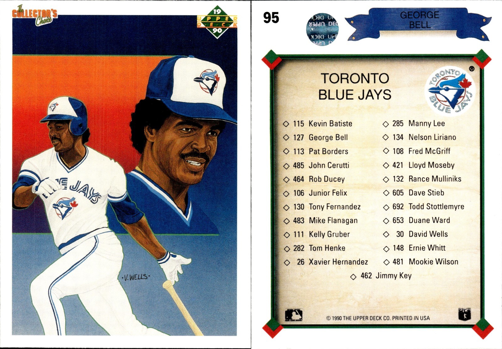 GEORGE BELL ⚾ 1990 Upper Deck Baseball #95 Toronto Blue Jays Team Checklist