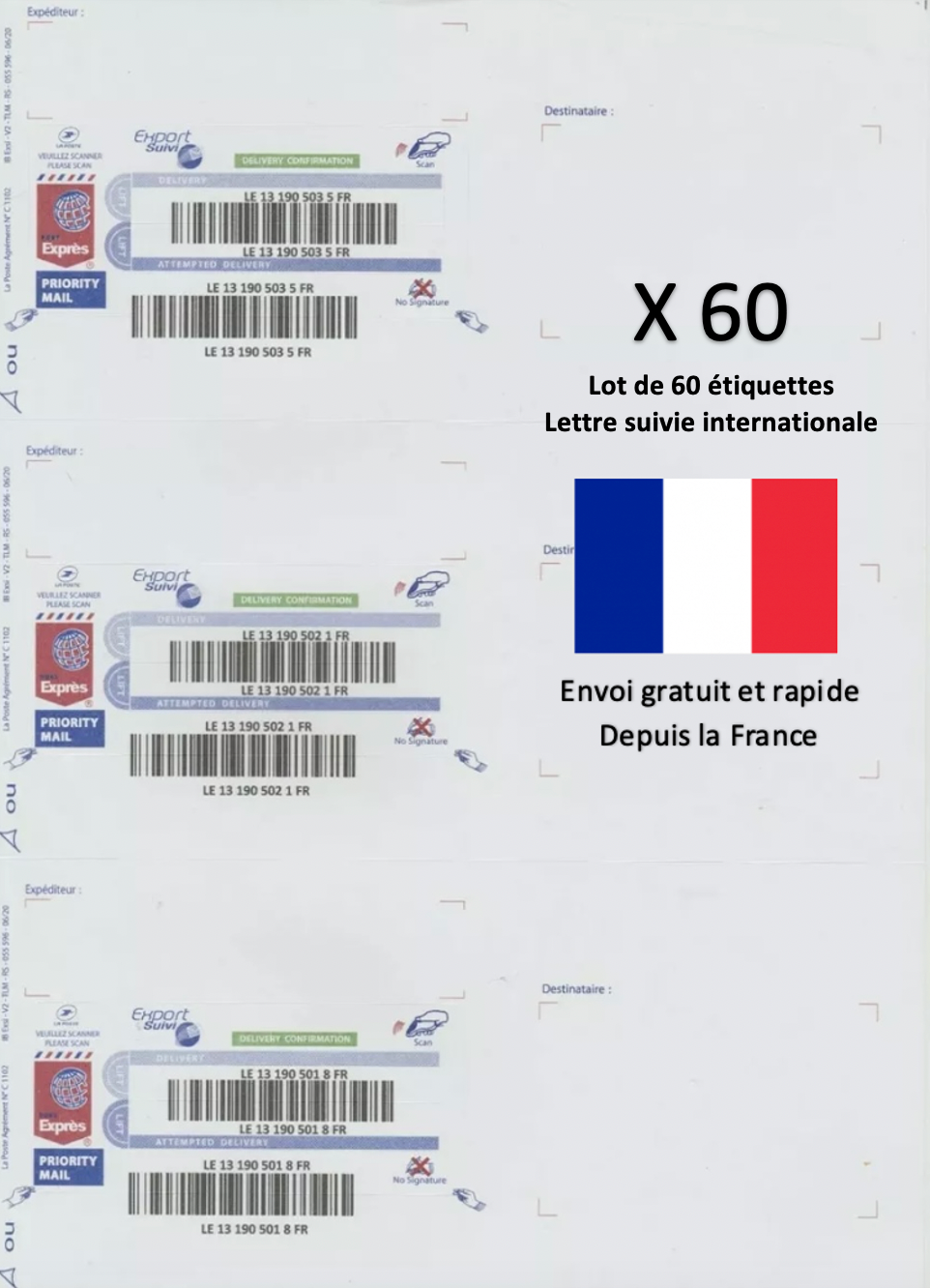 60 Etiquettes Suivi International stickers lettre suivie internationale