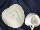 vintage BELLEEK heart shape CUP & SAUCER SET gold 1980-1992 hallmark EXCELLENT! — photo 3