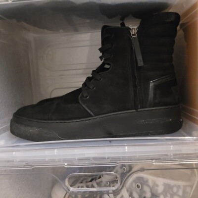 BRUNO BORDESE high top SNEAKERS shoes black calfskin luxury Italy 42 us 9