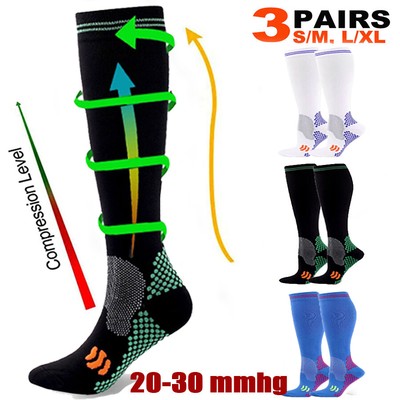 3 Pairs Close Toe Compression Socks for Men Women Diabetic Socks 20-30mmHg S-XXL