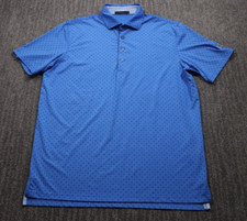 Greyson Golf Men's Polo Shirt Blue AOP Wolf Head Lightweight stretch Large