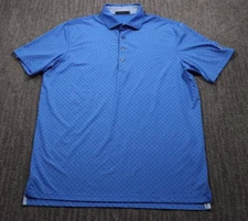 Greyson Golf Men's Polo Shirt Blue AOP Wolf Head Lightweight stretch Large