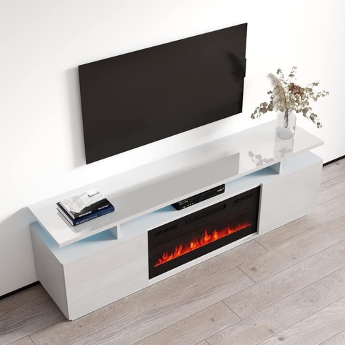Meble Eva KBL TV Stand with Electric Fireplace, LED Lights, Grey Finish - Picture 25 of 28