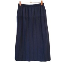 Vintage  Textured Knit Knee Length Skirt Navy Blue Size S