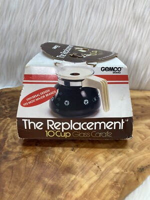 Gemco 10 Cup Glass Coffee Carafe Pot Replacement Universal Design Vintage 1983