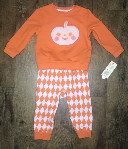 Katze & Jack Baby Halloween orange Kürbis Top & Hose Set - 18 Monate
