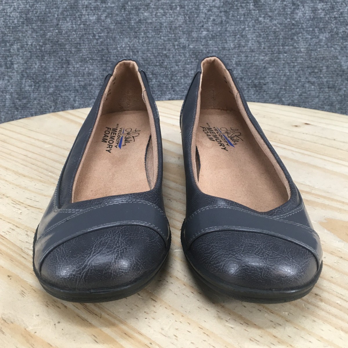 LifeStride Shoes Womens M Ilara Slip On Loafers Gray Faux Leather Comfort  NEW