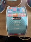 Kirkland Wire-Edged Ribbon 2.5" Wide 50 Yd Gift Wrap Ribbon in Blue w/ Presents