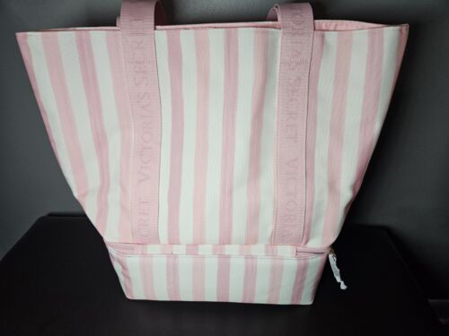 VS Victoria's Secret Pink White Stripe Cooler Tote Bag - Picture 4 of 8
