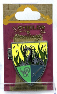 WDW Disney Shields of Fantasy Sleeping Beauty Aurora Hinged Pin LE 1500 On Card