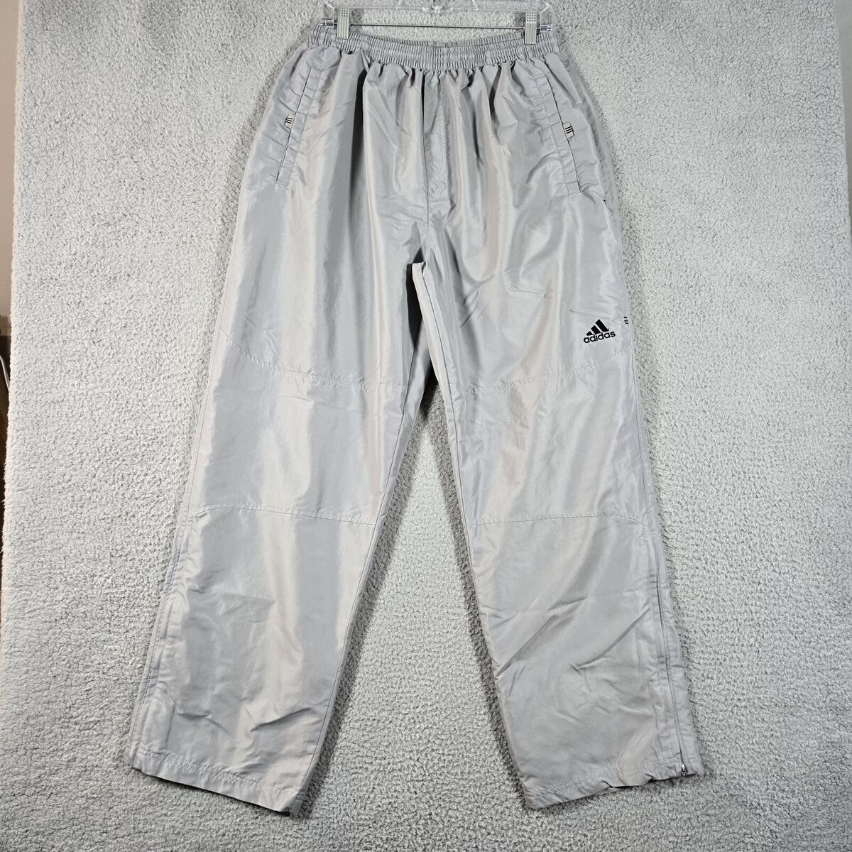 Adidas Track Pants Men XL 29x31 Silver Y2K Ankle Zip Lined Adidas Track Pants Men XL 29x31 Silver Y2K Ankle Zip Lined