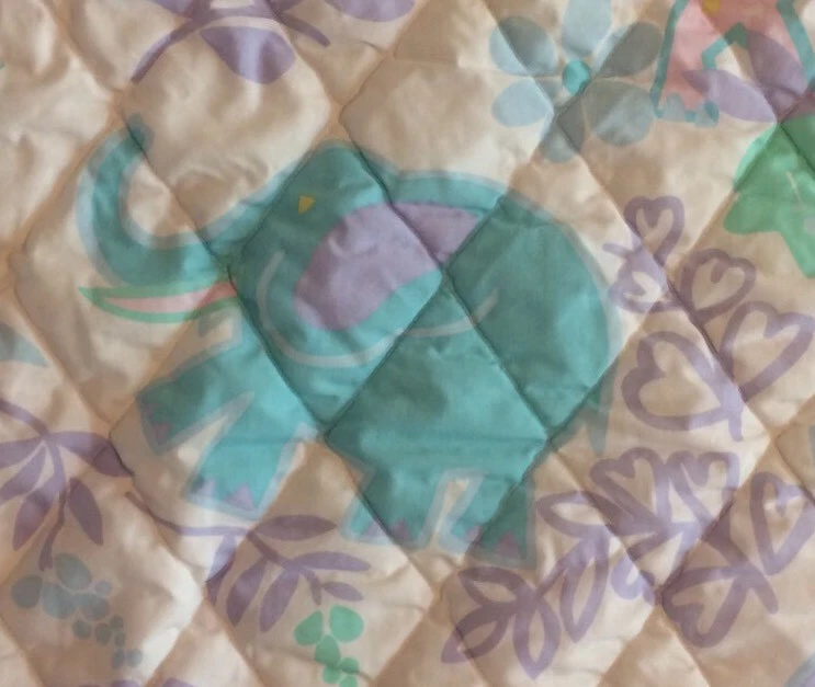 Manta acolchada vintage Graco Playpen portátil para cuna de bebé selva pastel Foto 3 de 4