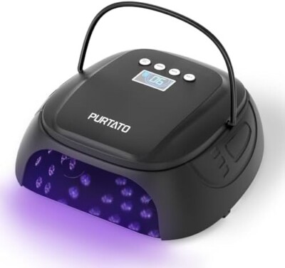 Purtato Professional 126W UV Nail Lamp - LED Cordless UV Light, 4 Timer, Black