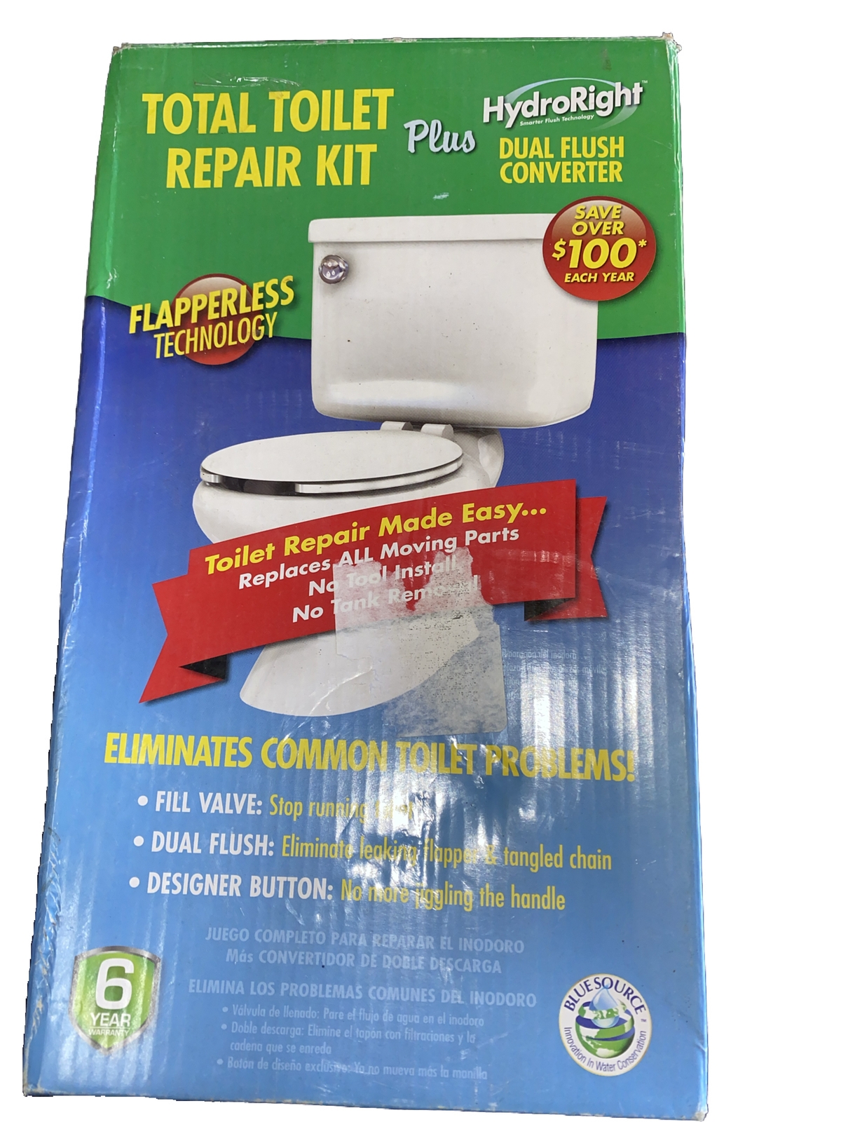 HydroRight Toilet Repair Kit with Dual Flush Valve Push Button (HYR460) General Maintenance