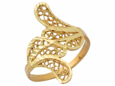 10k oder 14k Gelbgold Damen Zweig und Blätter Design Bypass Ring