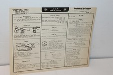 1952 WILLY'S  SIX CYLINDER TUNE UP CHART  W/ DIAGRAMS  AERO LARK, AERO WING, ACE