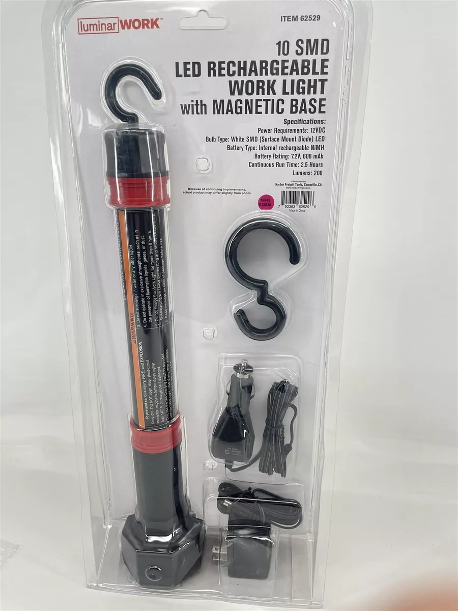 Rechargeable 200 Lumen LED Work Light Luminar Work Magnetic Base Charger 62529