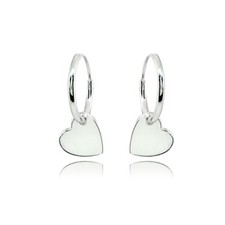 Heart Dainty Endless Polished Sterling Silver Small Hoop Earrings