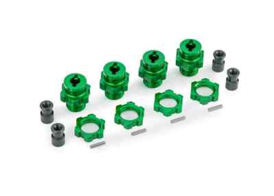 TRAXXAS 9086-GRN -17mm RED ANODIZED WHEEL HUBS /HEX ADAPTERS-4PK-TRA9086 GREEN