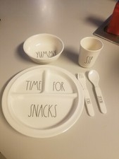 Rae Dunn Baby Child's Set Divided Plate Bowl Cup Fork Spoon Melamine By Magenta