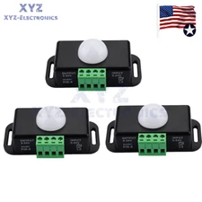 3PC DC 12V-24V 8M Auto Infrared PIR Motion Sensor Detector Switch For LED Light
