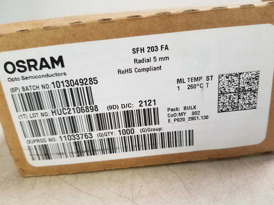 Lot of 1000 - OSRAM SFH 203 FA Opto Semiconductors - Image 2 of 4