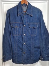 VTG Dee Cee Rappers Denim Shirt Jacket Mens Size M Jean Shacket USA MADE Stained