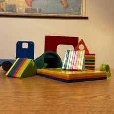 46 pc. Vintage Magna Tiles People Co. ValTech Lot Opaque Pieces Rare Collection