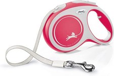 Flexi Dog Lead. Comfort Red & White. Tape. Extend, Retractable. S/M/L 5m or 8m.