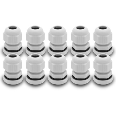 10x Kabelverschraubung M16 x 1,5 mm IP68 Kabel Verschraubung 3 - 6,5 mm grau