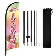 Hand Dipped Ice Cream Feather Flag with Pole and Stake 8Ft Advertising Sign