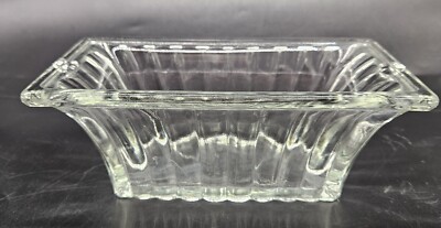 Vintage Clear Ribbed Glass Rectangular Relish Dish Planter