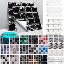 Tile Stickers Self-adhesive Mosaic Stick on Kitchen Bathroom Decor Wall Decal UK
