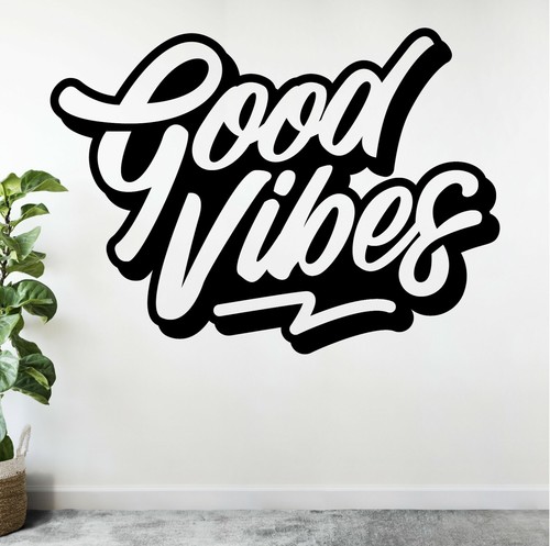 Autocollant Good Vibes Positivie Graffiti Street Art Citation Autocollant Art Mural Home Royaume Uni Ebay