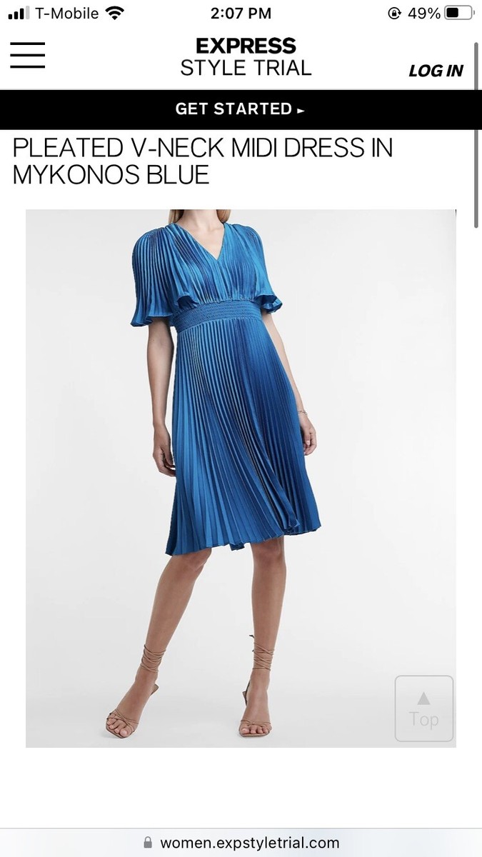 express pleated v neck midi dress Pleated V-neck Midi Dress