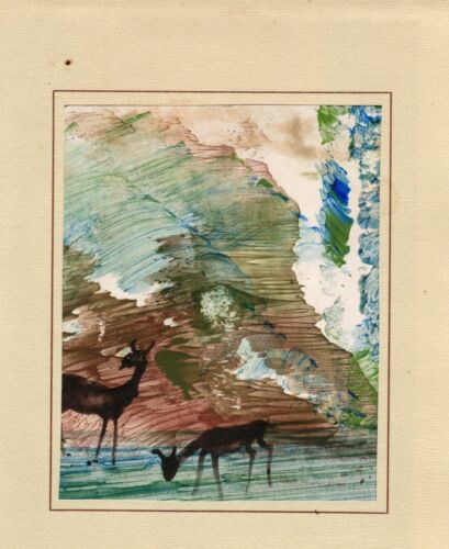 Ruth Faison Shaw (NC 1889-1969) Famous Finger-Painting Artist FOREST DEER