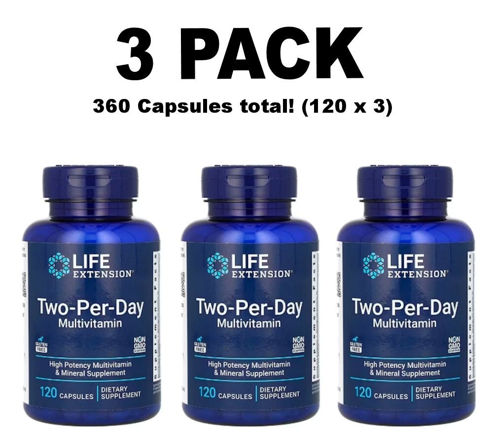 Life Extension, Two-Per-Day, 3 PACK, 120 Capsules each x 3 (360 