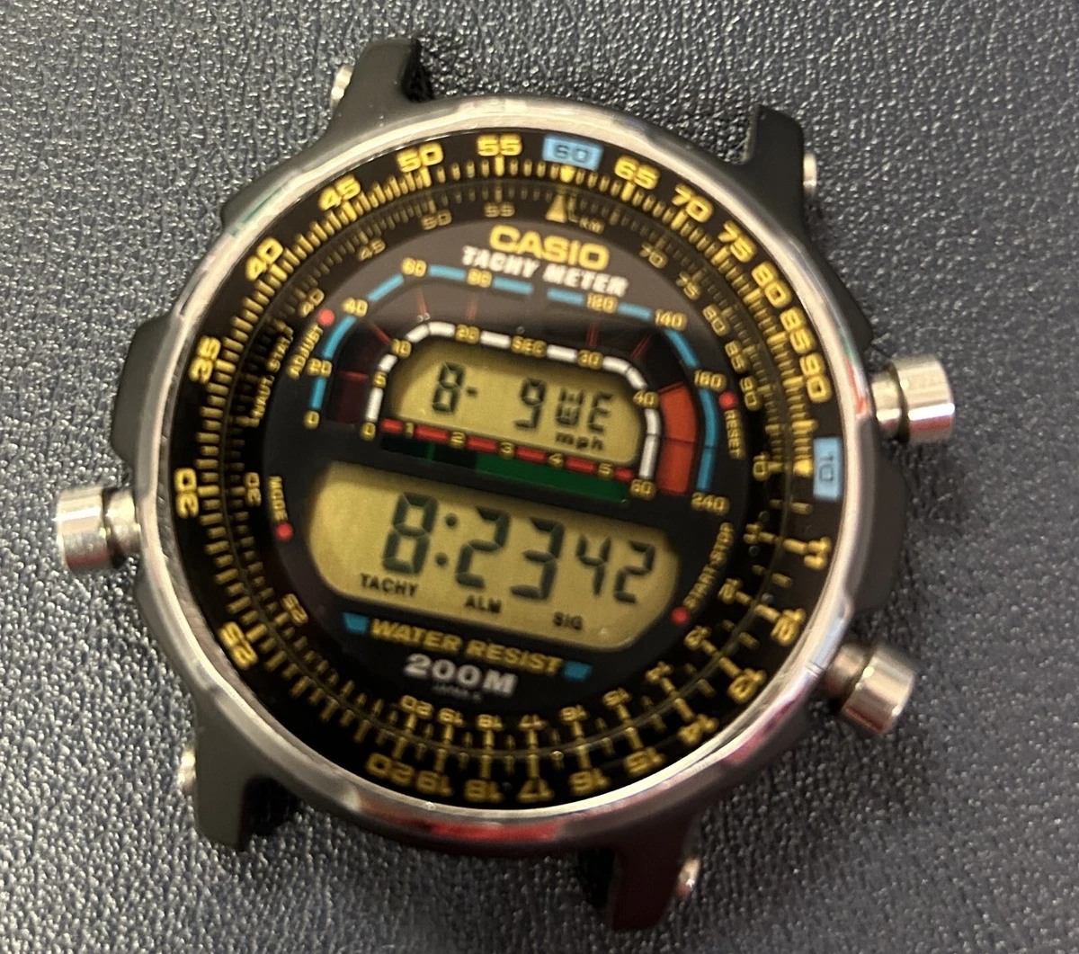 Casio DW 400 mod 905 Vintage Tachy Meter Digital Watch Chrono WR
