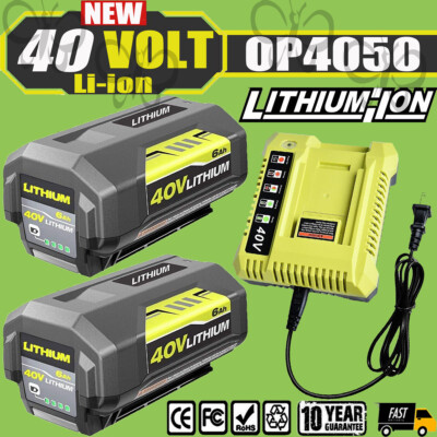 40V 6.0Ah Battery / Rapid Charger For Ryobi 40 Volt Lithium OP4050 OP40602 NEW