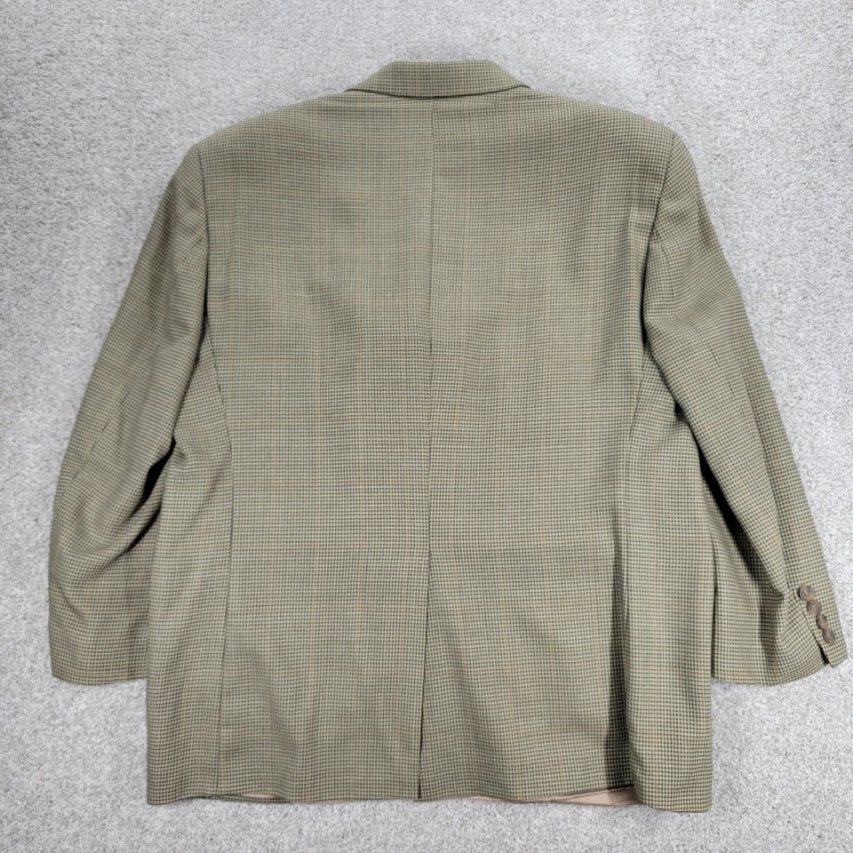 VTG Chaps Ralph Lauren Silk Wool Blazer Mens 42S Green Houndstooth Pane Jacket - Image 4 of 4
