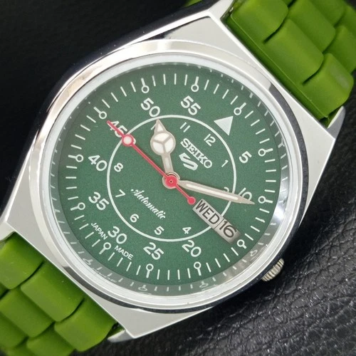 REFURBISHED SEIKO 5 AUTOMATIC 6309A JAPAN MENS VINTAGE GREEN WATCH a442231-1