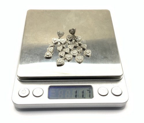 Aretes de araña colgantes de corazón con racimo de diamantes de plata de ley 925 - Imagen 6 de 6