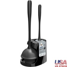 2 in 1 Toilet Brush Plunger Set Heavy Duty Bathroom Cleaning Tool Compact Holder